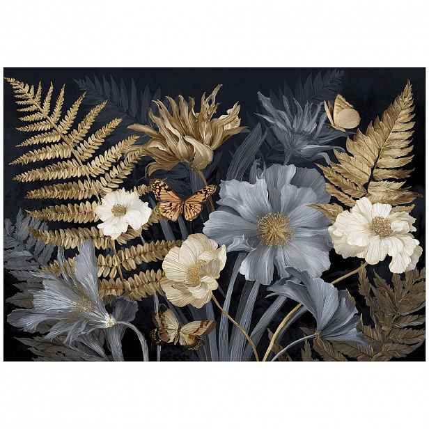 Wallarena FOTOTAPETA listy květiny šedá 150x105 cm