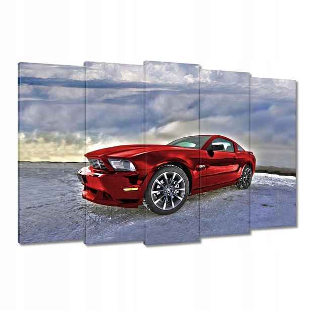Obrazy 150x95 Červený Mustang Sníh