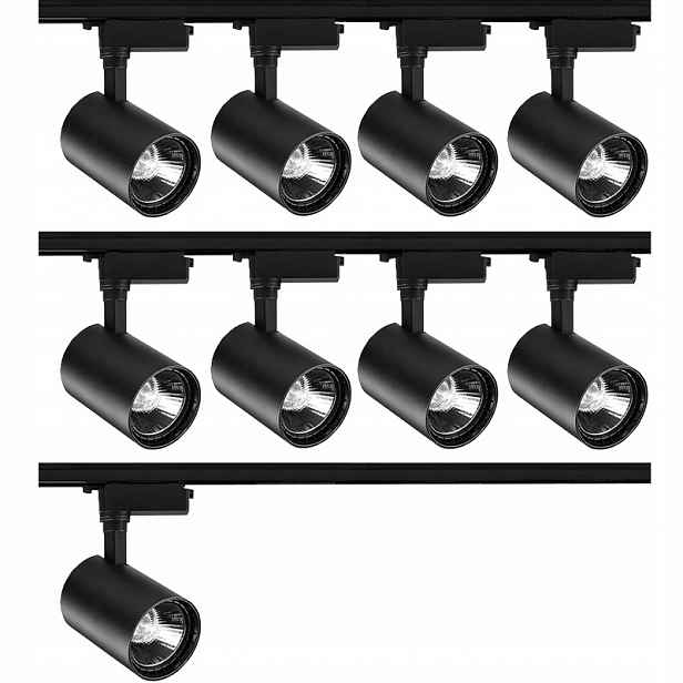 9 X Kolejnicový Reflektor Led Svítidlo Nastavitelná Stropní Lamka Kolejnicový Kabel