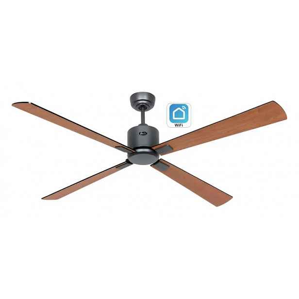 CasaFan 952303W Eco Neo III WiFi, černá a teakové dřevo, stropní ventilátor