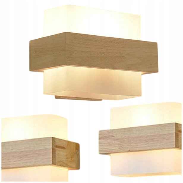 Nástěnná Lampa Comely Nástěnná Lampa E27, Skleněné Dřevěné Vintage Stínítko