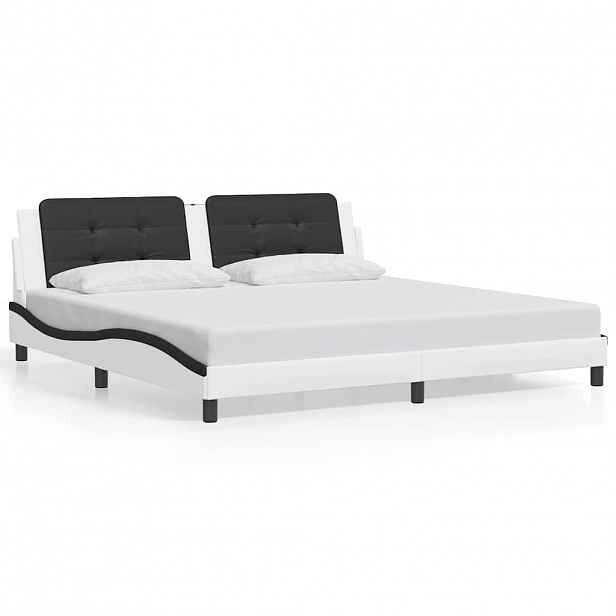 vidaXL Rám postele bez matrace Zadar bílý a černý 200 x 200 cm umělá kůže