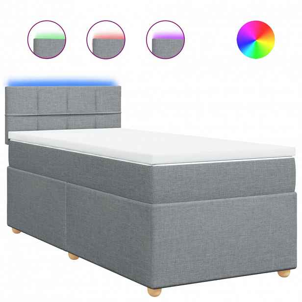 vidaXL Box spring postel s matrací světle šedá 90x190 cm textil