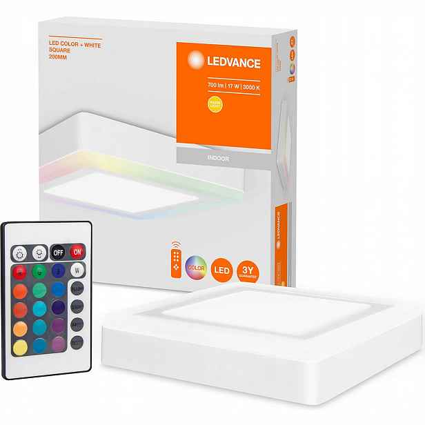 Led Panel Nástěnný Bílý Lampa Stropní Svítidlo Svítidlo Stropní Dálkový Ovladač 17W Rgb 20cm Ledvance