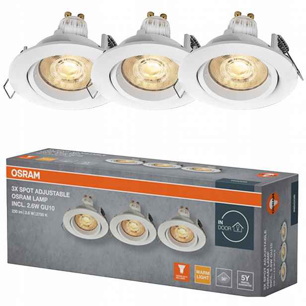 3x Podomítkové stropní svítidlo Halogenové Led Spot Pohyblivé GU10 2.6W 2700K