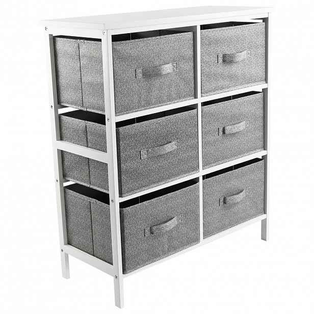 Carryhome KOMODA, borovice, šedá, bílá, 70/80/30 cm