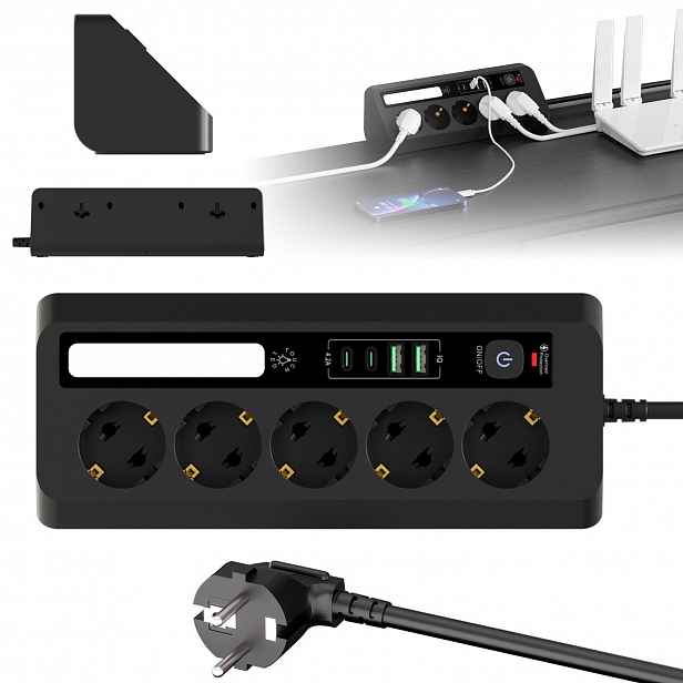Prodlužovací Kabel Zásuvková Lišta Síťová 5 zásuvek 230 V 1.8 m 4x Usb nabíječka