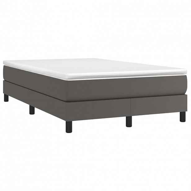 vidaXL Box spring postel s matrací šedá 120x190 cm umělá kůže