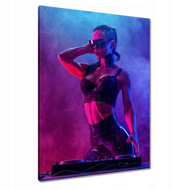 Obrazy 60x80 DJka Žena Dj Dým Pár