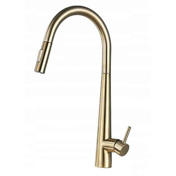 Kuchyňská baterie zlatá s vytahovací sprškou Ww – Vysoká 48 CM