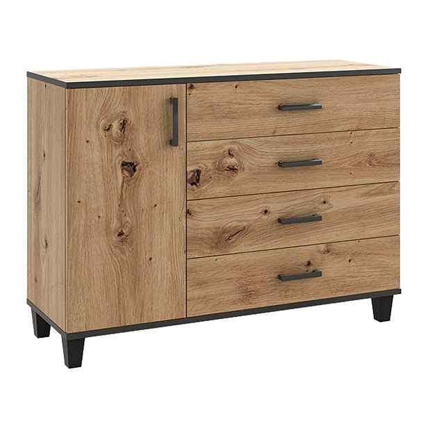 MASSENO KOMODA CORTEZA, 120/90/40 cm se 4 zásuvkami, počet dvířek: 1, dub Artisan