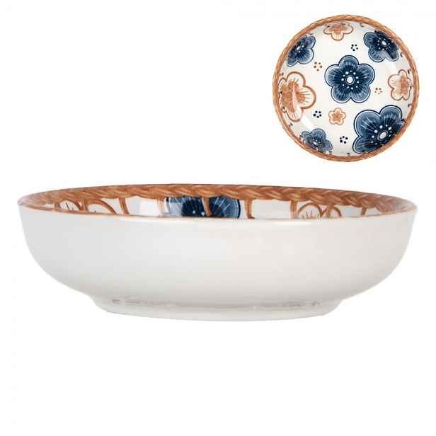 Miska s hnědými a modrými květy Mibbo - Ø 10*3 cm / 50 ml Clayre & Eef