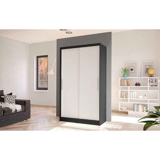 Moderní šatní skříň BRUNO 1 - šířka 100 cm, černá / bílá