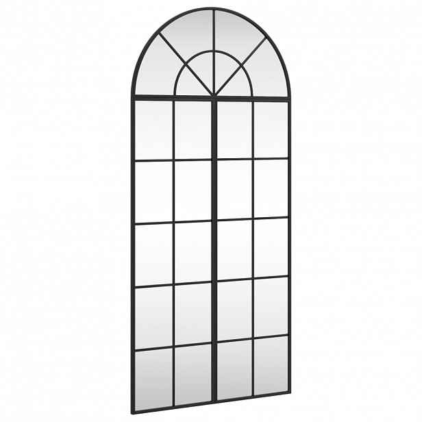 vidaXL Nástěnné zrcadlo černé 60 x 130 cm oblouk železo