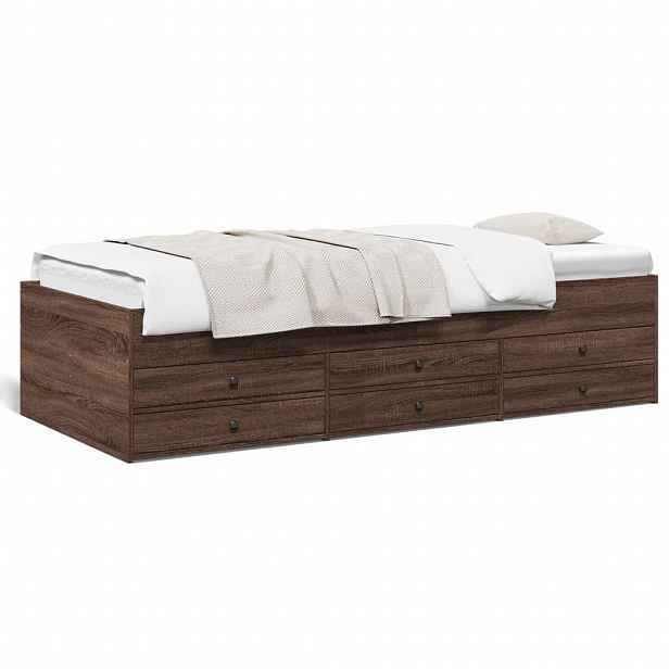 vidaXL Válenda se zásuvkami bez matrace hnědý dub 90 x 200 cm