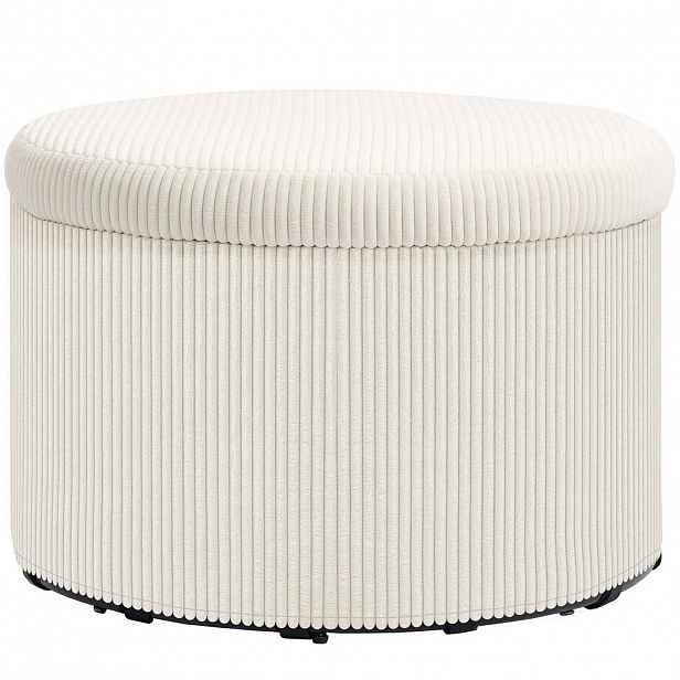 HOMCOM POUF s úložným prostorem Pouf s víkem, kulatý čalouněný pouf do obývacího pokoje