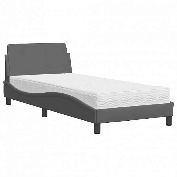 vidaXL Postel s matrací Dover tmavě šedá 80 x 200 cm textil