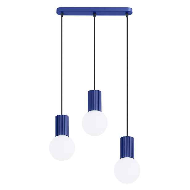 Závěsná lampa Halo 3L ultramarínová Stropní osvětlení Kule bílé Sollux G9