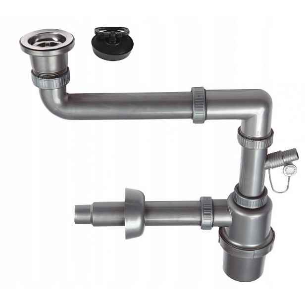 1-KOMOROVÝ Dřezový Sifon S Klik-klak Zátkou 3.5"