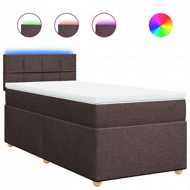 vidaXL Box spring postel s matrací tmavě hnědá 90x190 cm textil
