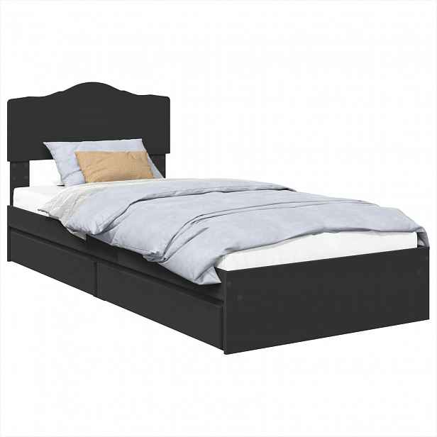 vidaXL Postel s úložným prostorem Černá 90 x 190 cm Kompozitní dřevo