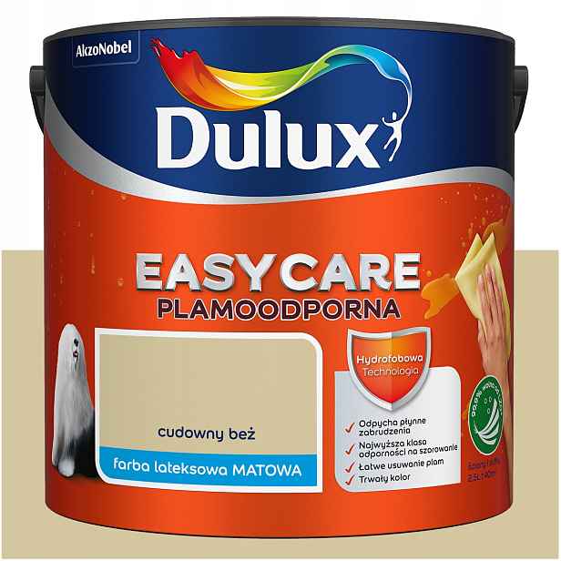 Barva na stěny stropů odolná vůči skvrnám Dulux Easycare Úžasná béžová 2,5L