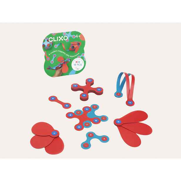 CLIXO Itsy Flamingo & Turquoise - magnetická stavebnice 18 kusů