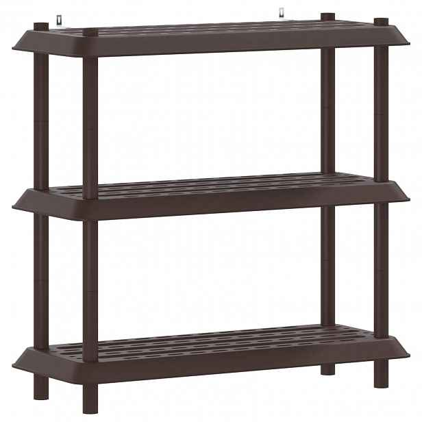 vidaXL Regálová jednotka 3 pater 100 x 40 x 96 cm PP Hnědá