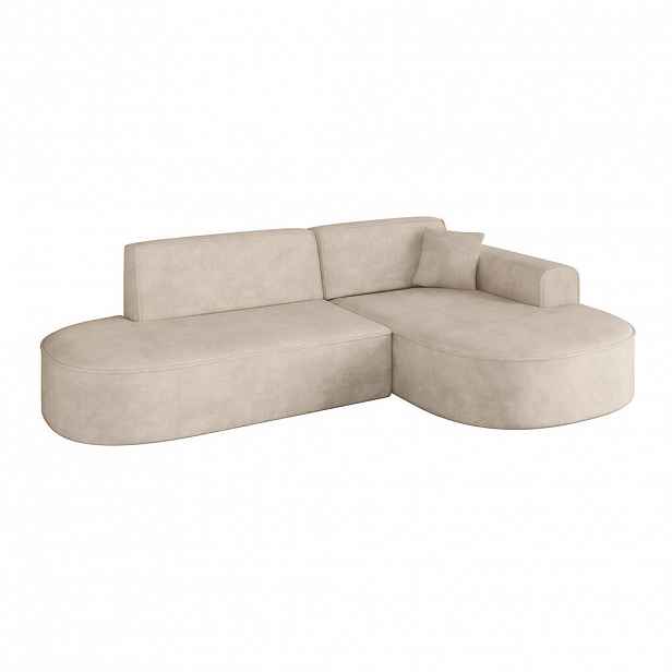 ALTDECOR ROHOVÁ SEDACÍ SOUPRAVA s otomanem vpravo MARI-L1 – 243 × 171 × 79 cm, béžový velur