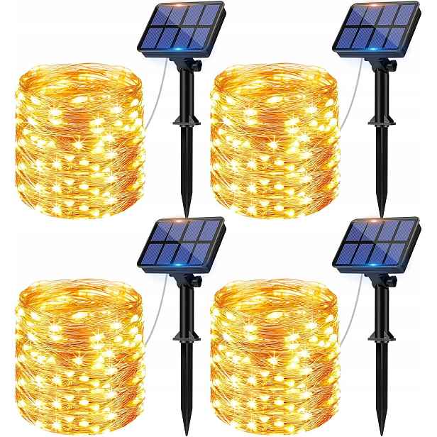 Litogo Solární lampy 12M 120 Led Voděodolné Na Zahradu Balkon Terasa 4ks