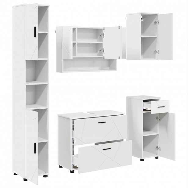 vidaXL Sada koupelnového nábytku 5 ks Bílá 35 x 30 x 192 cm