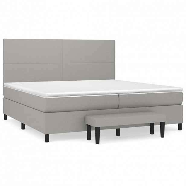 vidaXL Box spring postel s matrací světle šedá 200 x 200 cm textil