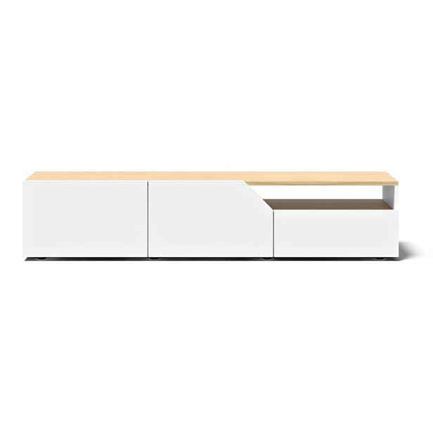 Bílý TV stolek v dekoru dubu 180x38 cm Verone - TemaHome