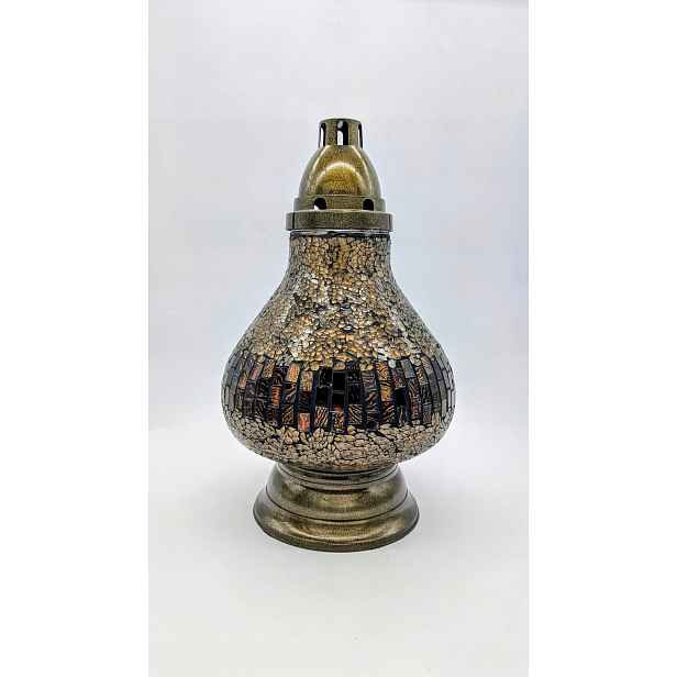 Hřbitovní Svíčka na hřbitov Ilumini Karafa vitrážová zlatá 36 cm 75 h 2,3 kg