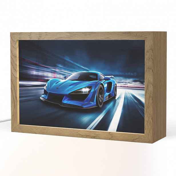 OnlyWow NOČNÍ LAMPIČKA Auto - Modrá - Chlapci - Dítě 30x20 cm