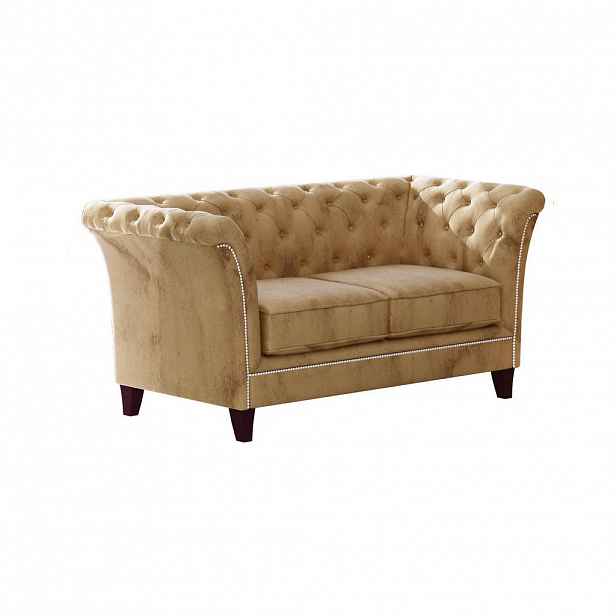 S-Style CHESTERFIELD DVOUMÍSTNÁ POHOVKA Fusion z béžového sametu