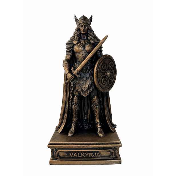 Soška Valkýra 24 cm bronzová severská bohyně válečnice mytologie