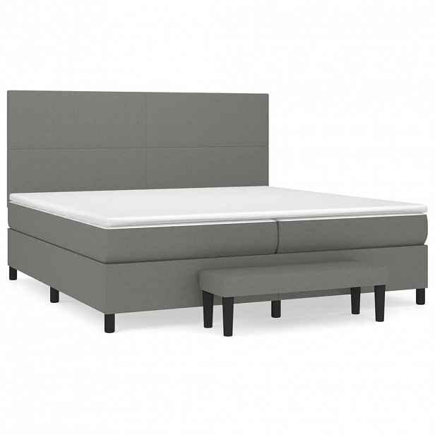 vidaXL Box spring postel s matrací tmavě šedá 200x200 cm textil