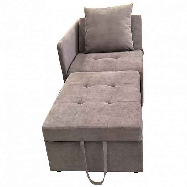 Modfu ROZKLÁDACÍ pohovka z lněné tkaniny 177x68x65 cm šedá s 5polohovým opěradlem a funkcí 3 v 1