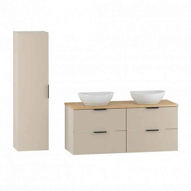 Petits-meubles KOUPELNOVÝ NÁBYTEK 120.6cm Astrid 2er-Set Kašmír a dřevo