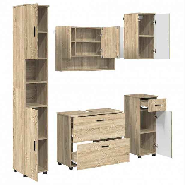 vidaXL Sada koupelnového nábytku 5 ks Sonoma dub 35 x 30 x 192 cm