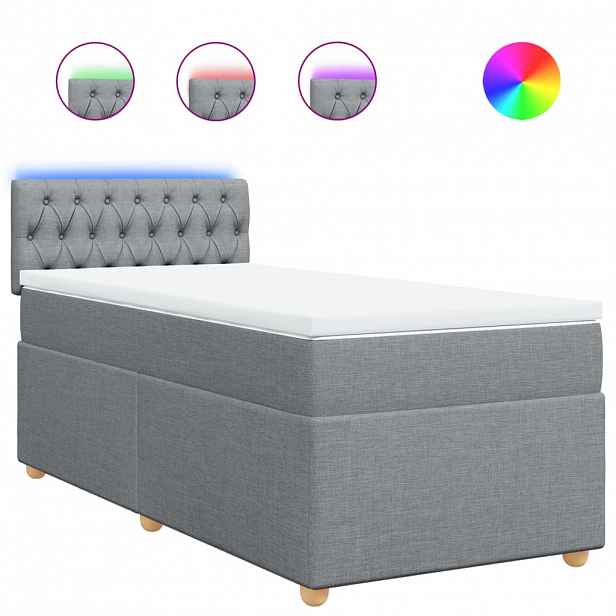 vidaXL Box spring postel s matrací světle šedá 90x190 cm textil