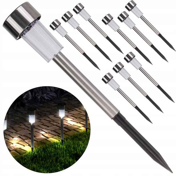 Geko K02027 solární zahradní lampy do země sada 10 ks 30 cm senzor stmívání