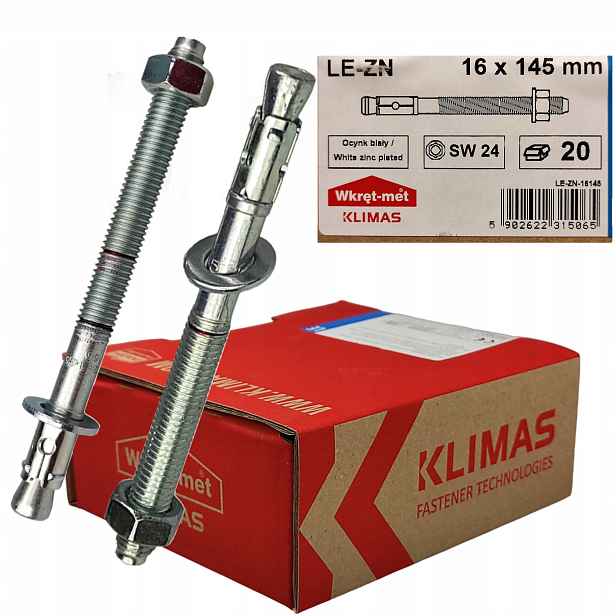 Mechanické kotvy do betonu Le-zn 16x145mm Wkręt-met 20 Ks