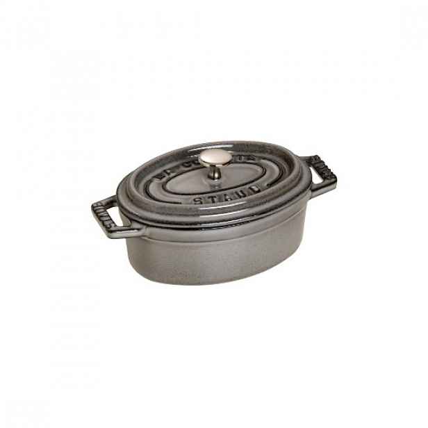 Mini-Cocotte oválný hrnec z litiny 11 cm/0,25 l, <<Graphite Grey>> - S