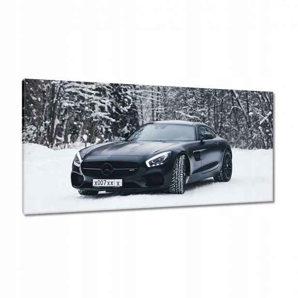 Obrazy 115x55 Černý Mercedes Zima