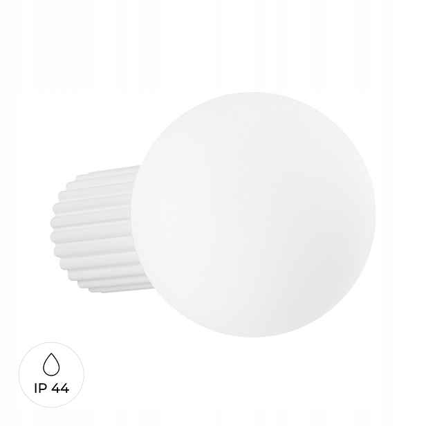 Sollux Stropní nástěnná lampa bílá rýhovaná skleněná bílá koule 12 cm IP44