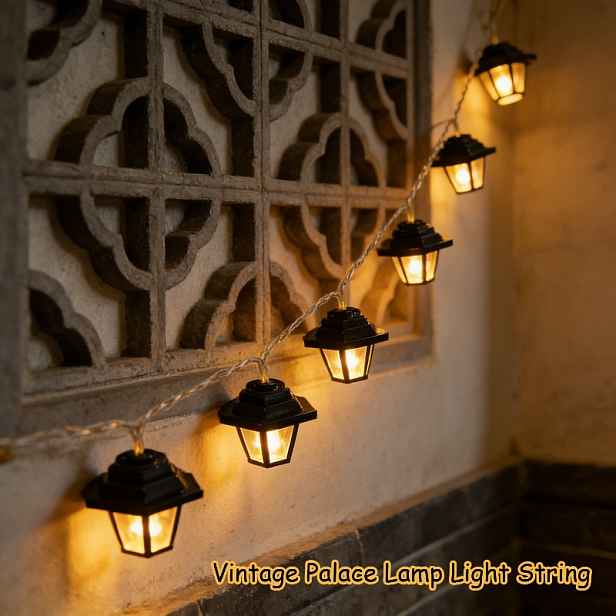 TEMU Nové interiérové dekorativní světelné řetězy, Vintage palácové světelné řetězy, LED pohádková světla, Ambientní lanová světla, Malé lucerny pro