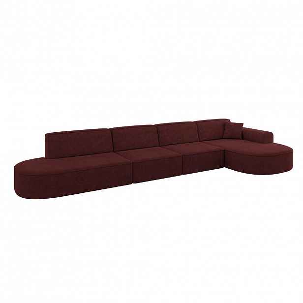 ALTDECOR ROHOVÁ SEDACÍ SOUPRAVA s otomanem vpravo MARI-L3 – 413 × 171 × 79 cm, bordó, velur
