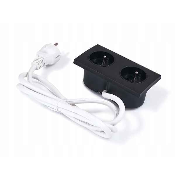 Elektrická zásuvka na desku, zapuštěná, černá